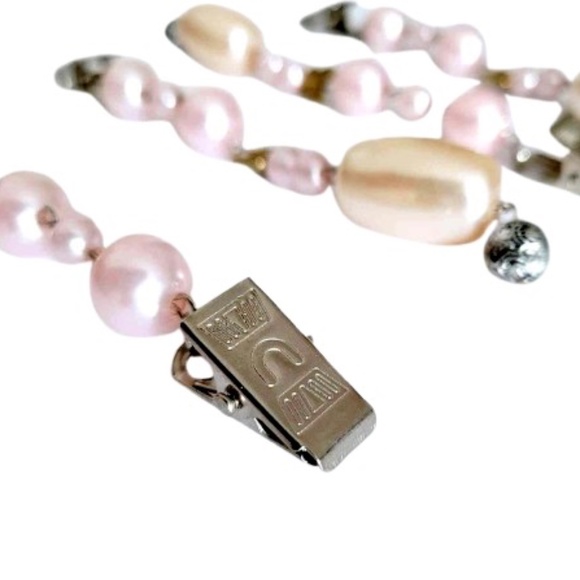 Silver Metal Faux Pink & Ivory Pearls With Accents Table Cloth End Weights 4pcs - Picture 3 of 6